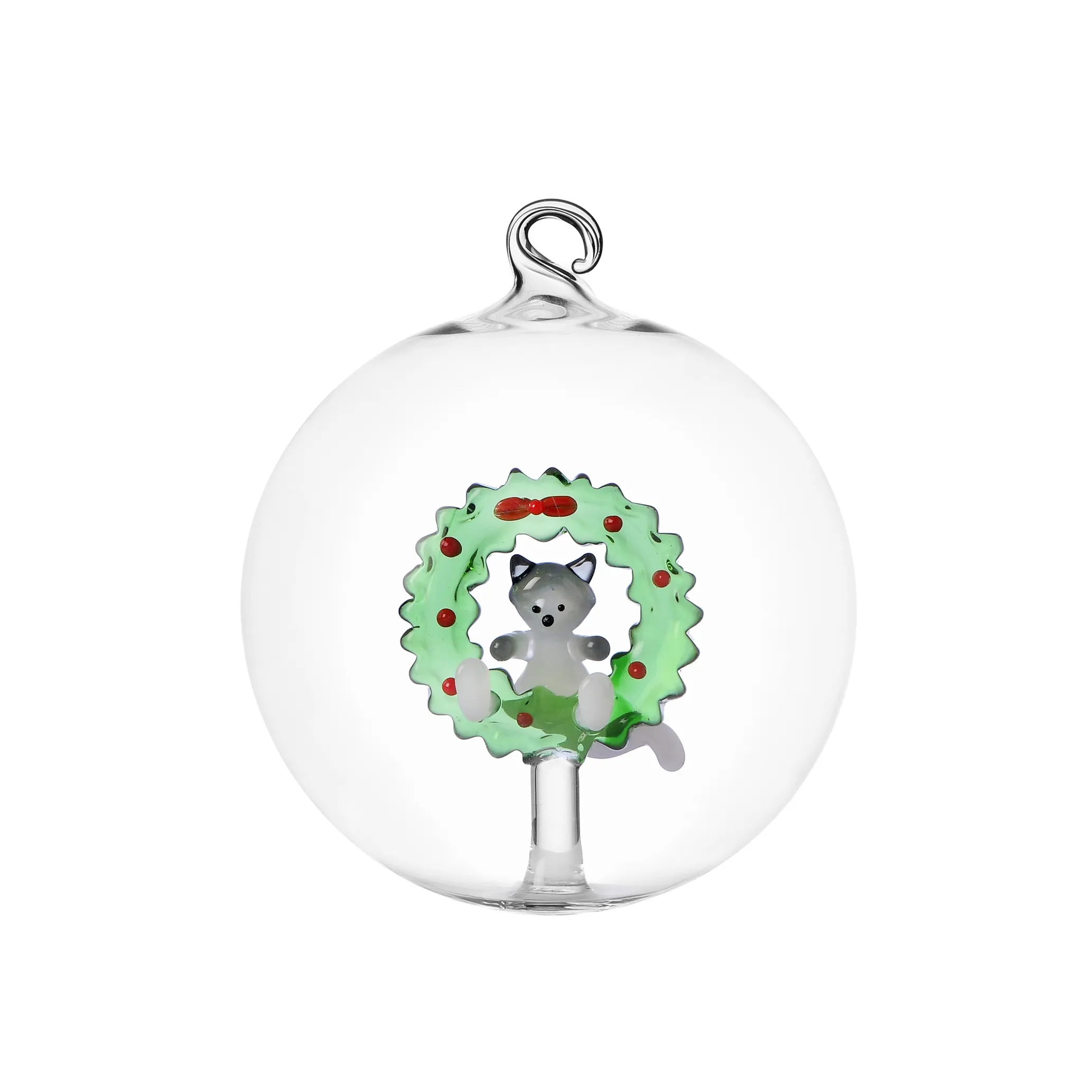 Christmas bauble with a white cat 12 cm Ichendorf Tabby Cat Christmas Edition